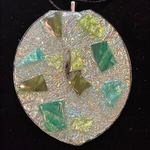 Hand Crafted Iridescent Green and Yellow Necklace